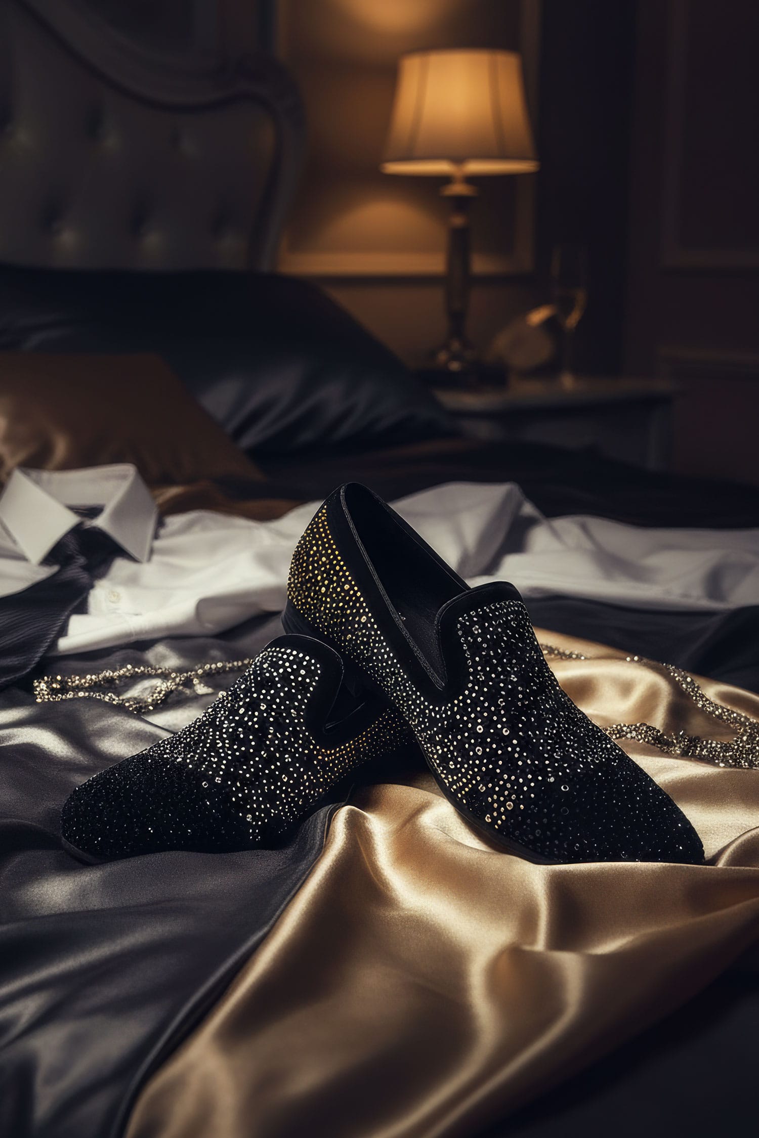 Barabas Men's Gold Silver Design Rhinestone Dress Shoes SH4000 Black