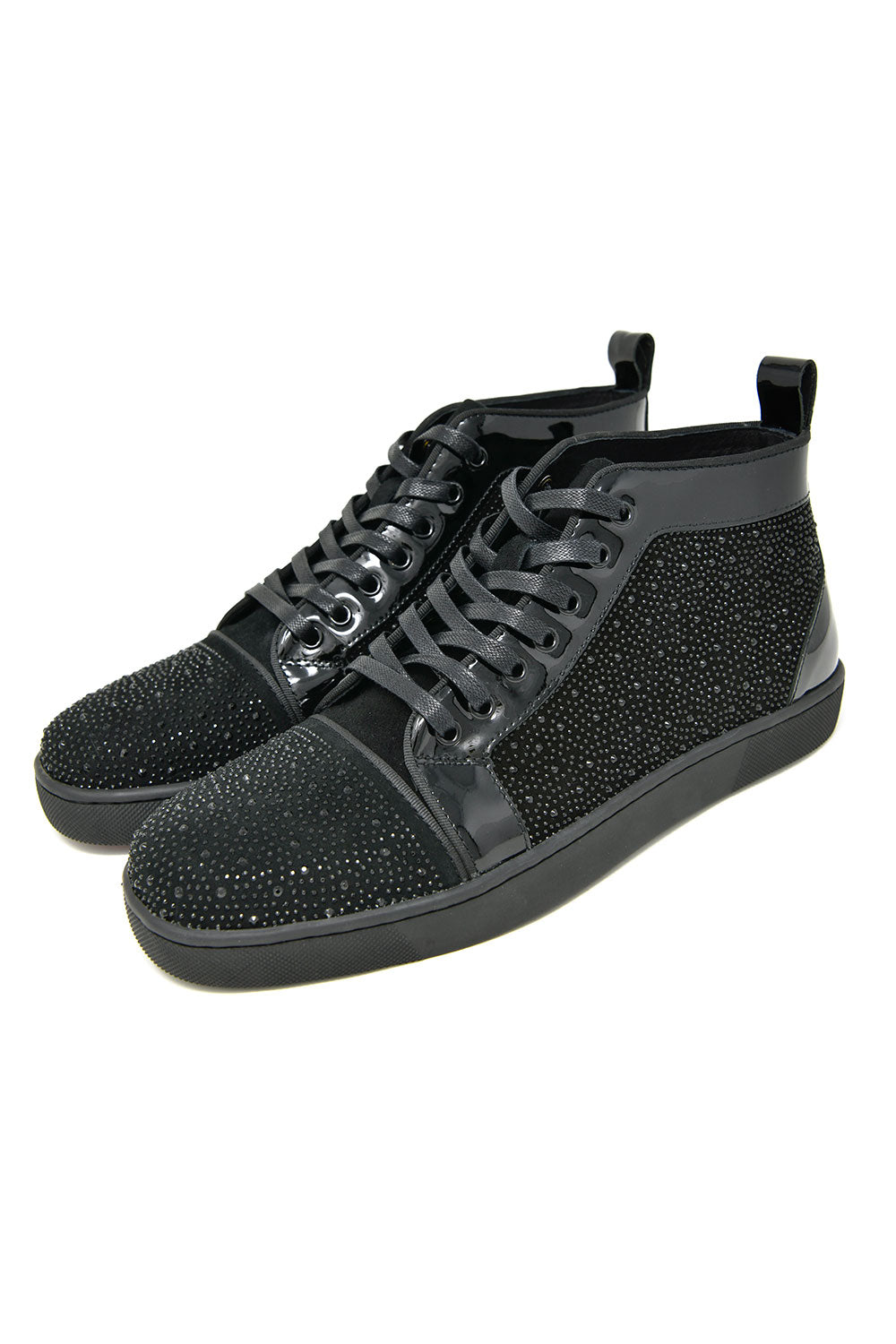 Barabas men's luxury rhinestone diamond black high-top sneakers SH709