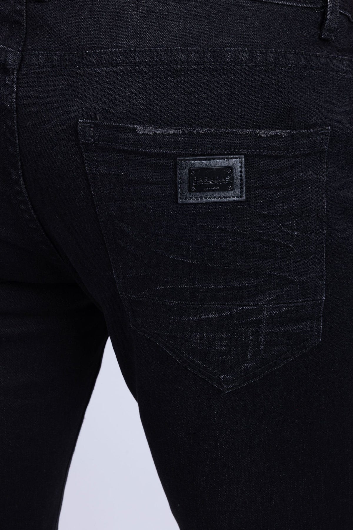 BARABAS Men's Distressed Ripped Slim Fit Denim Jeans SN8850 #Color_Black