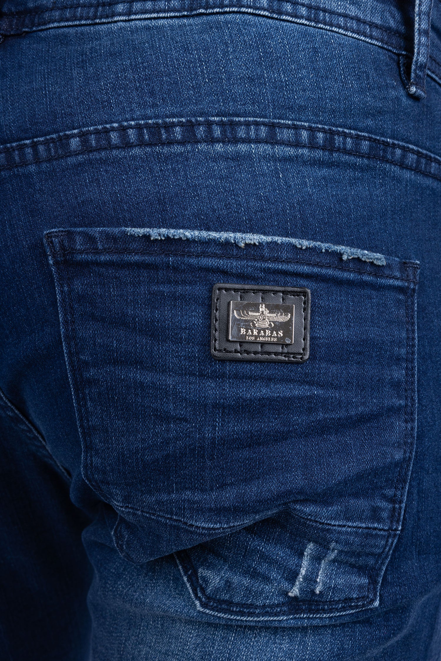 BARABAS Men's Distressed Ripped Slim Fit Denim Jeans SN8850 Dark Blue