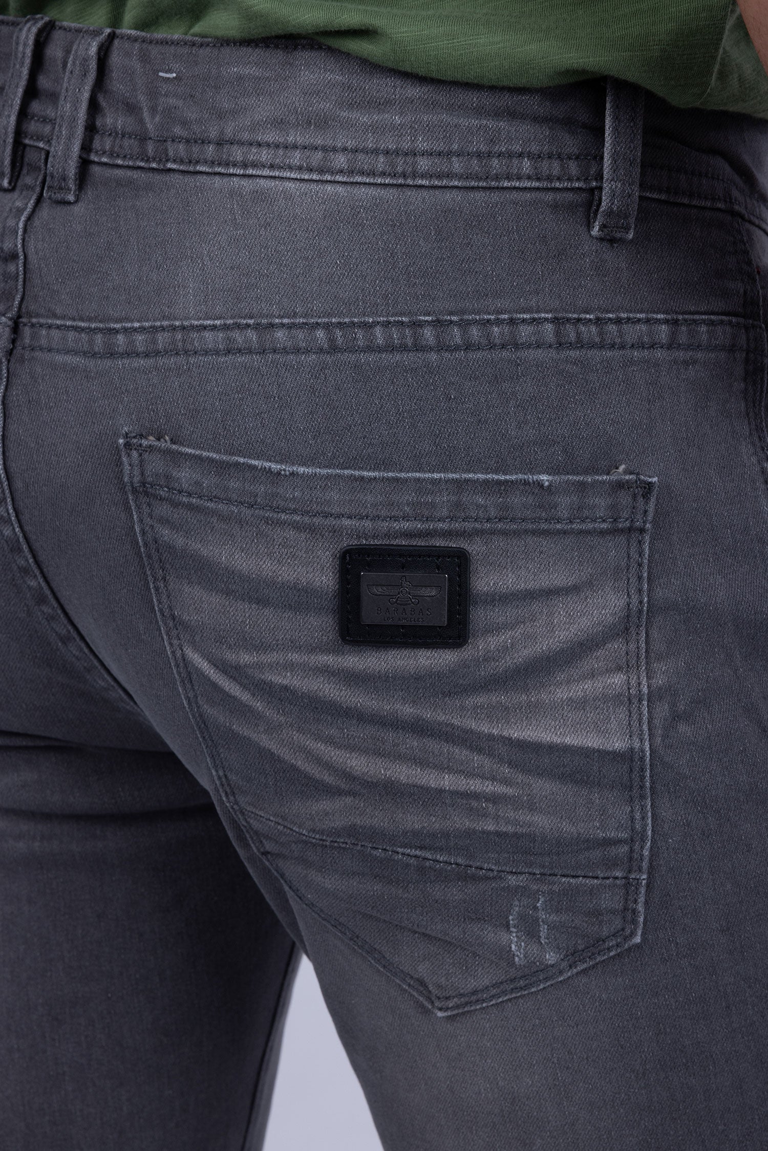 BARABAS Men's Distressed Ripped Slim Fit Denim Jeans SN8850 Grey
