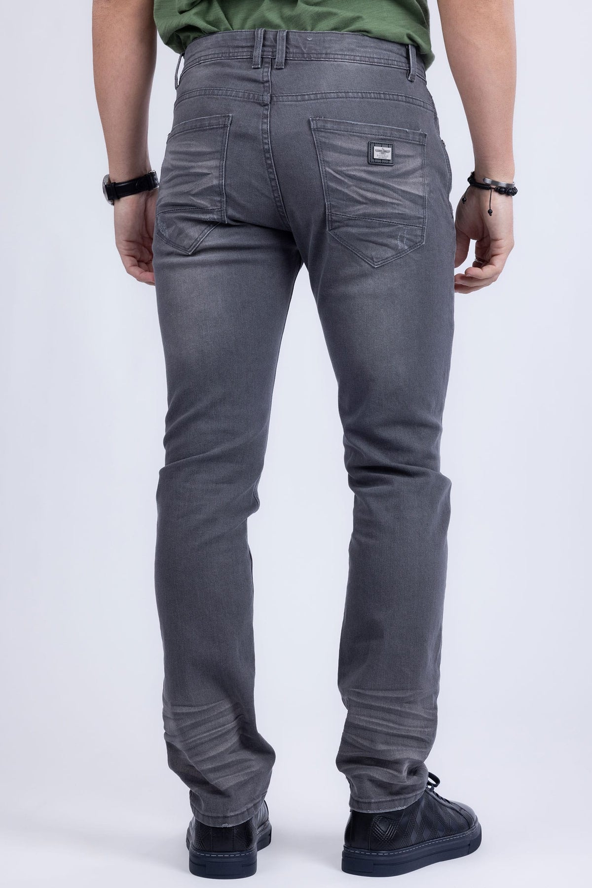 BARABAS Men's Distressed Ripped Slim Fit Denim Jeans SN8850 #Color_Grey