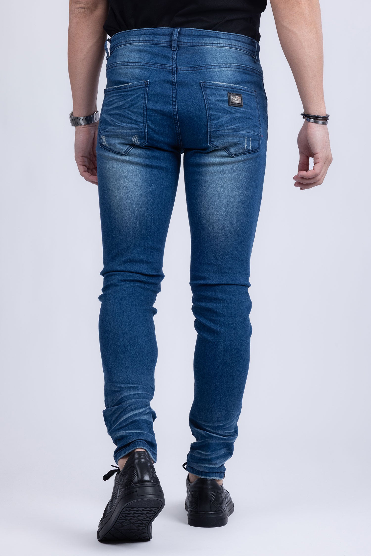 BARABAS Men's Distressed Ripped Slim Fit Denim Jeans SN8850 Light Blue