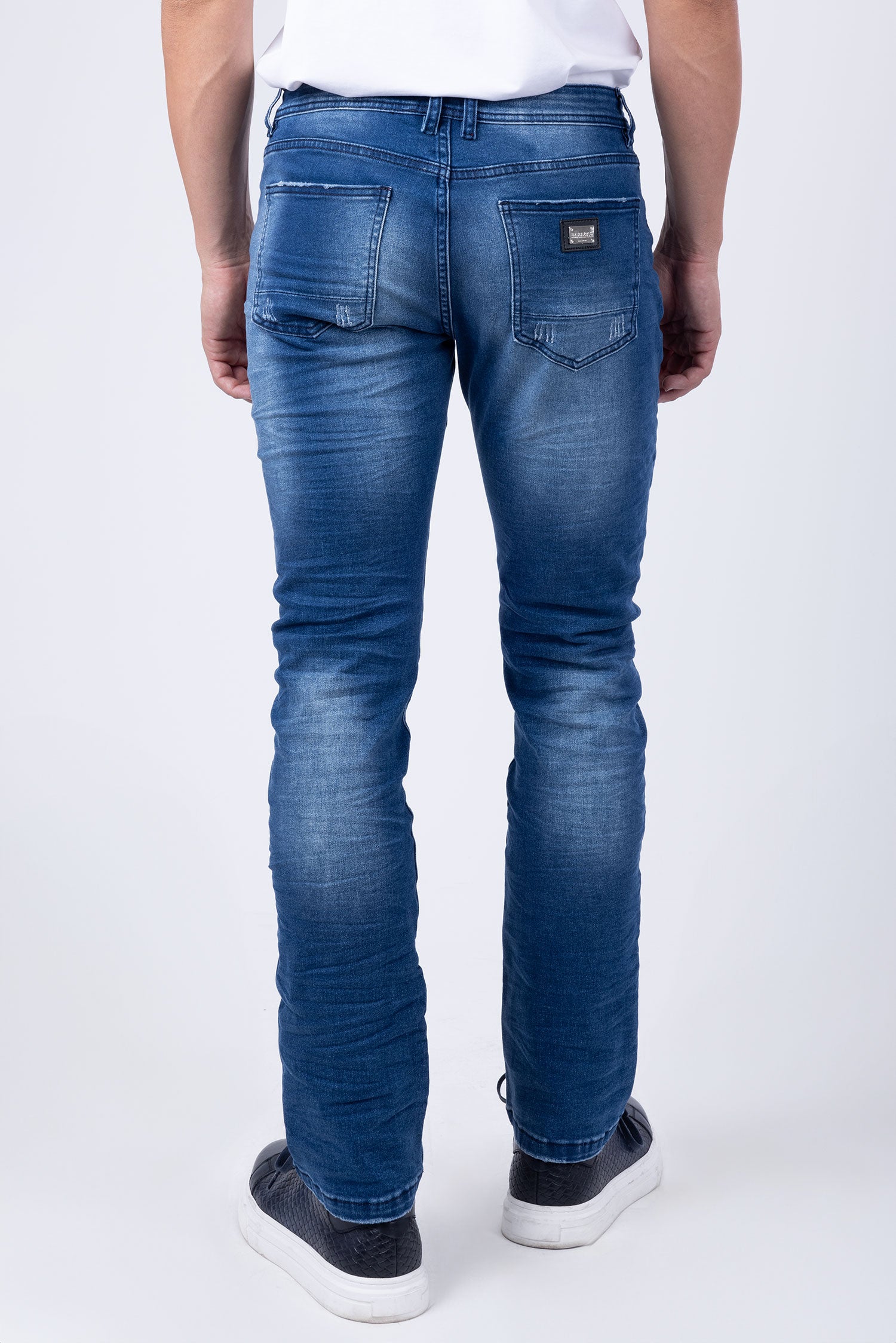 BARABAS Men's Distressed ripped Black blue Denim Jeans SN8851 Dark Blue