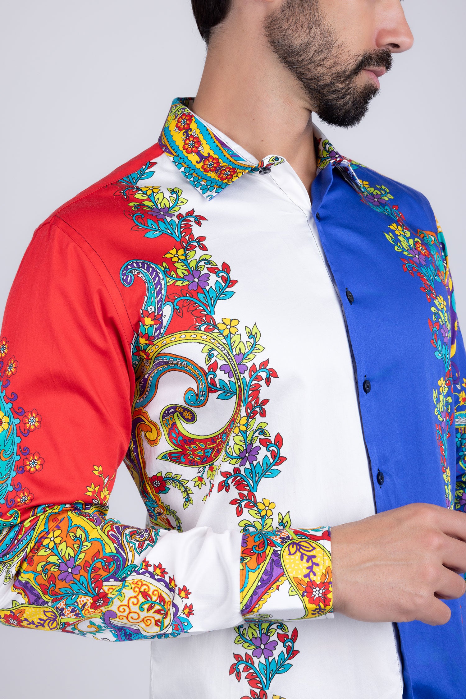 BARABAS Men's Floral Printed Multi Color Long Sleeve Shirts SP202