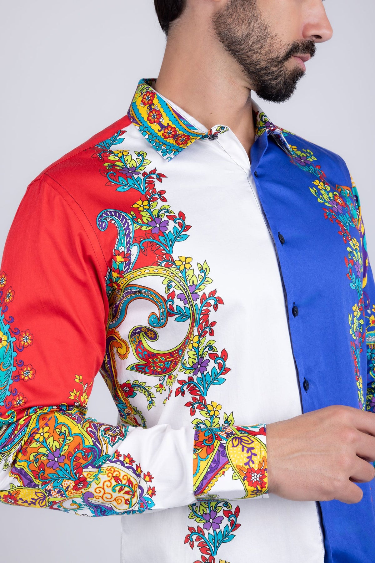 BARABAS Men's Floral Printed Multi Color Long Sleeve Shirts SP202