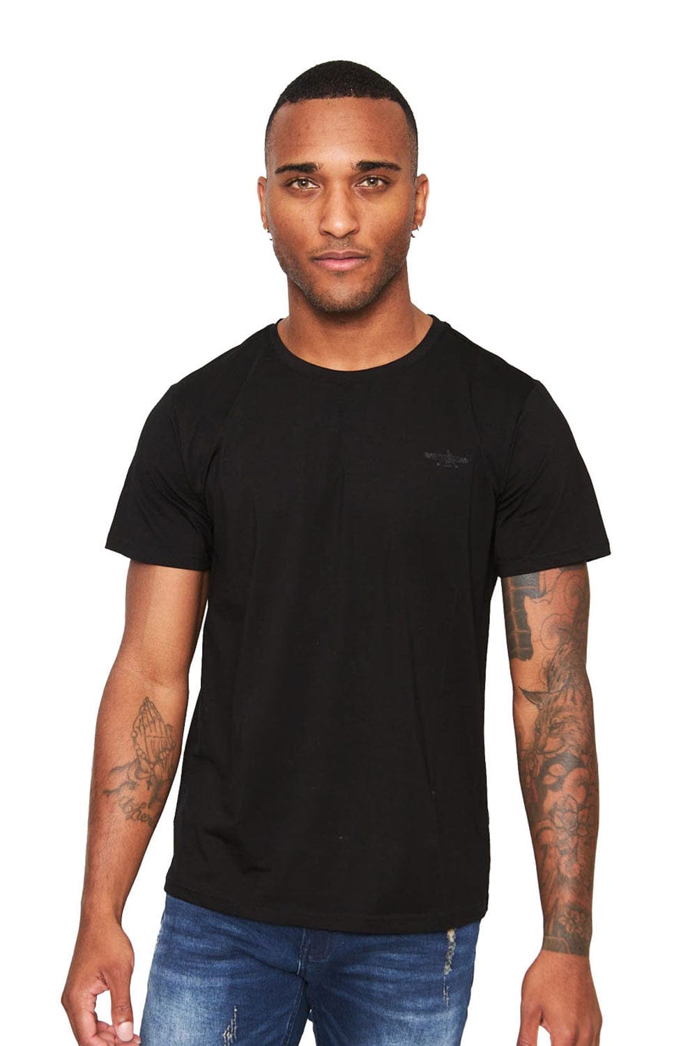 BARABAS Men's Basic Solid Color Crew-neck T-shirts ST933 #Color_Black