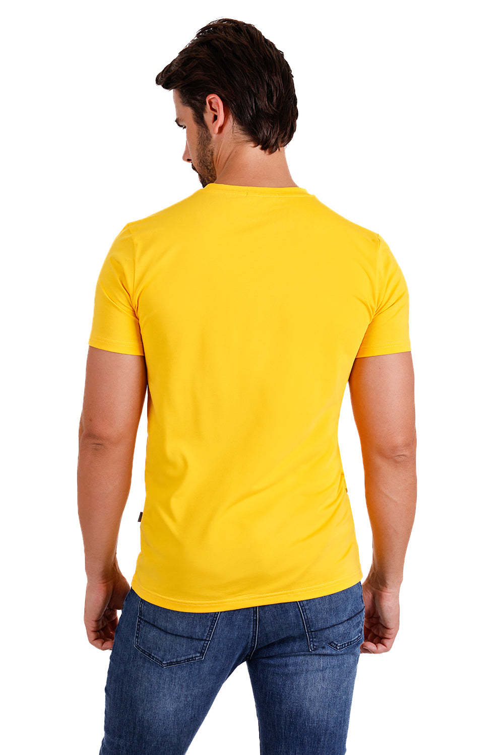 BARABAS Men's Basic Solid Color Crew-neck T-shirts ST933 Mustard