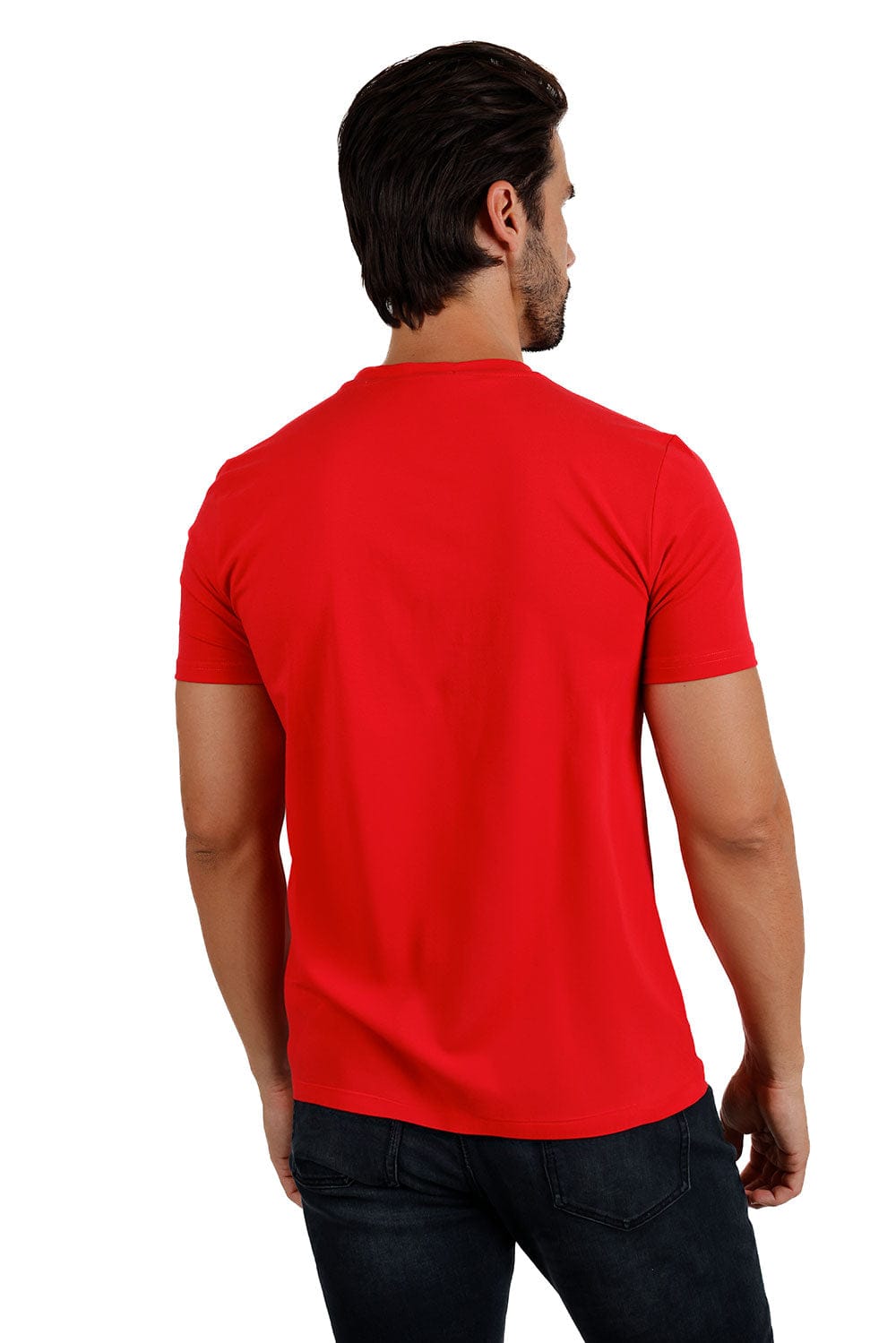 BARABAS Men's Basic Solid Color Crew-neck T-shirts ST933 #Color_Red