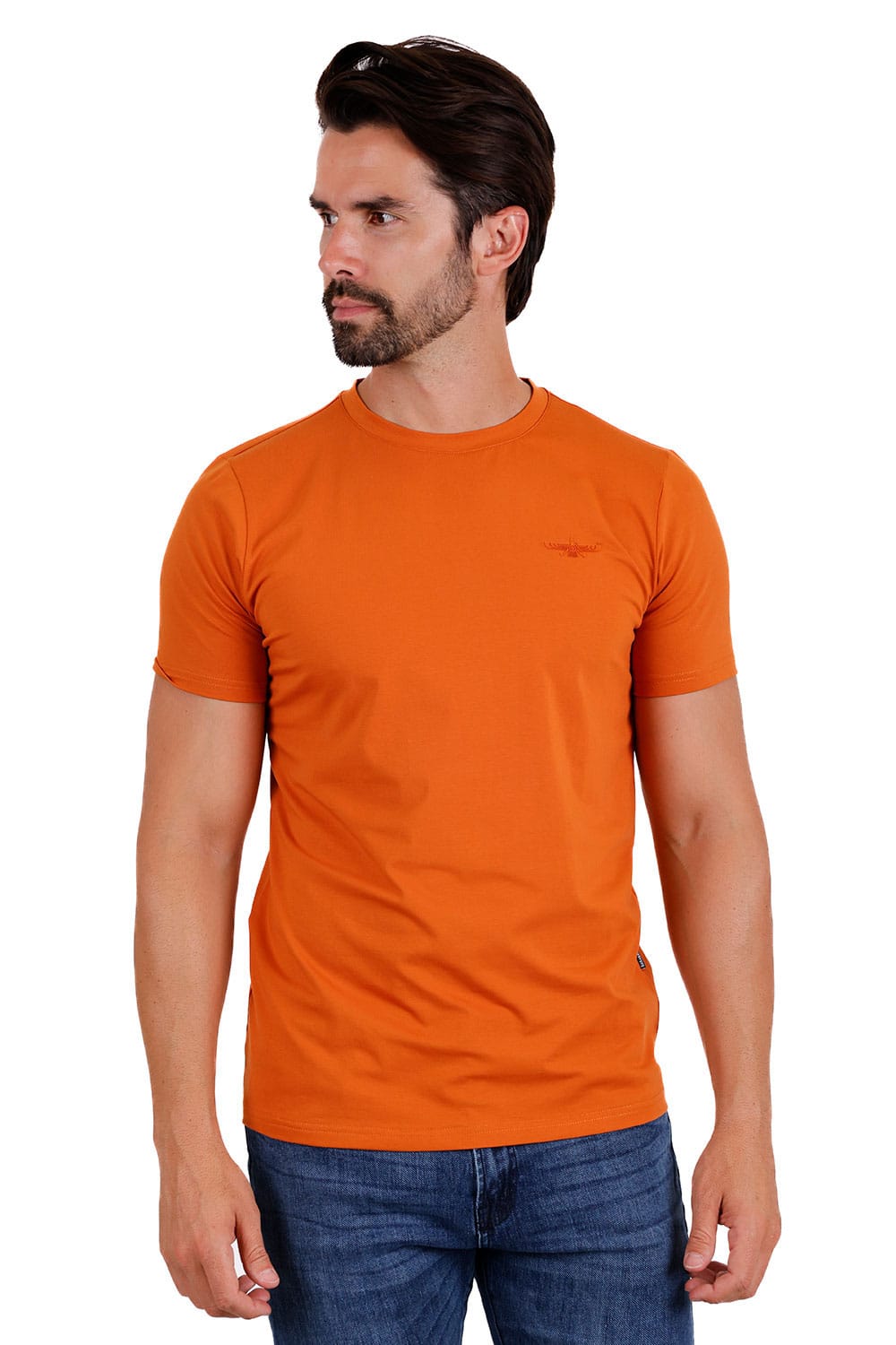 BARABAS Men's Basic Solid Color Crew-neck T-shirts ST933 #Color_Rust