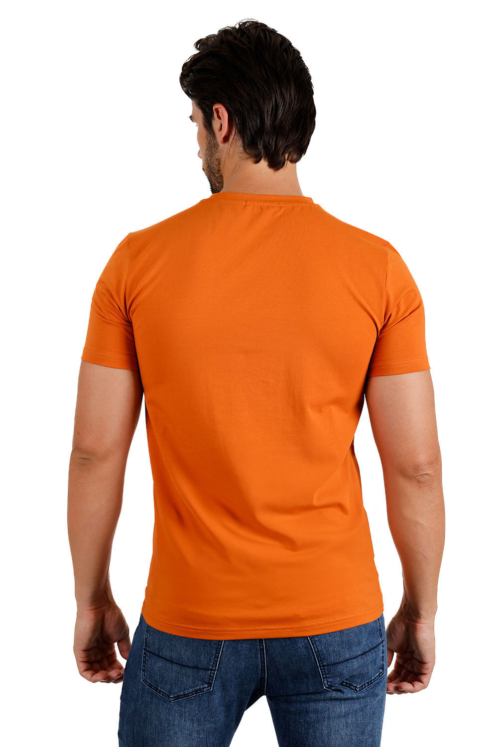 BARABAS Men's Basic Solid Color Crew-neck T-shirts ST933 Rust