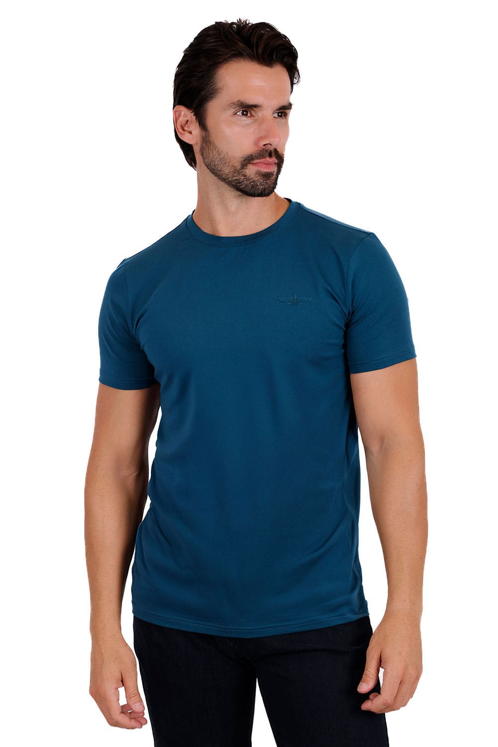 BARABAS Men's Basic Solid Color Crew-neck T-shirts ST933 #Color_Teal