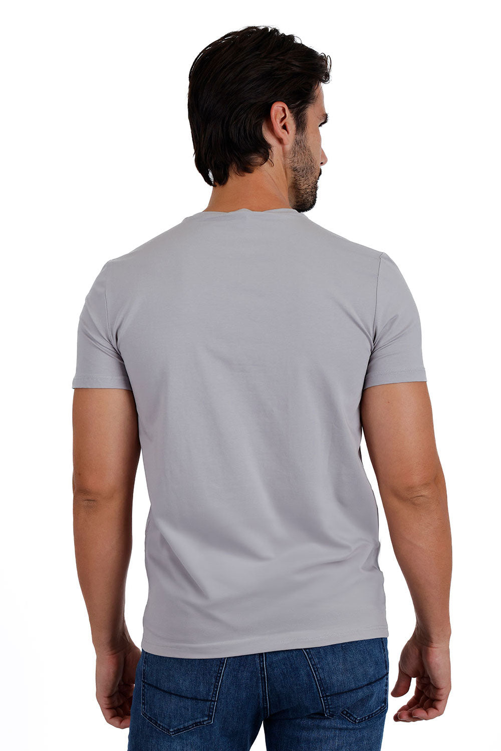 BARABAS Men's Basic Solid Color Crew-neck T-shirts ST933 Grey