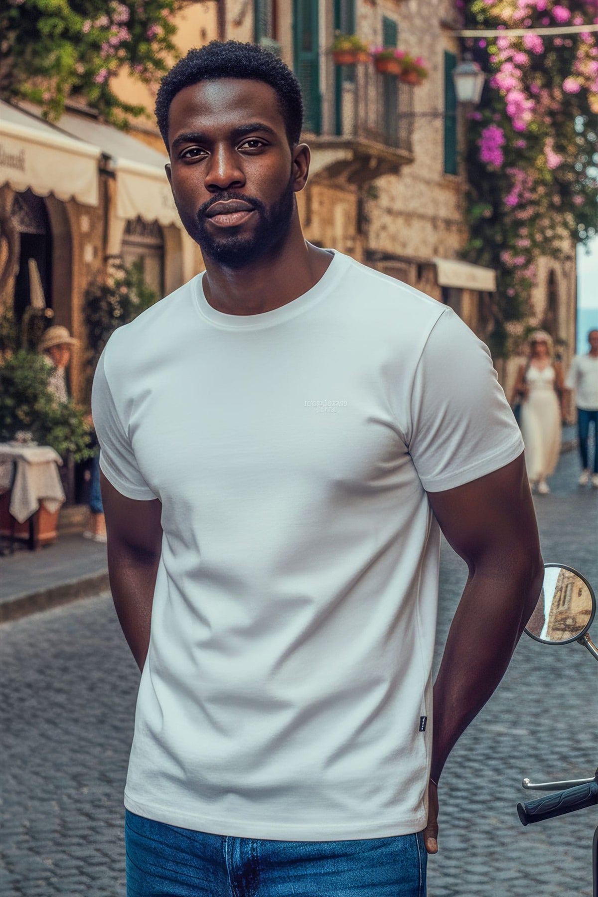 BARABAS Men's Basic Solid Color Crew-neck T-shirts ST933 #Color_White