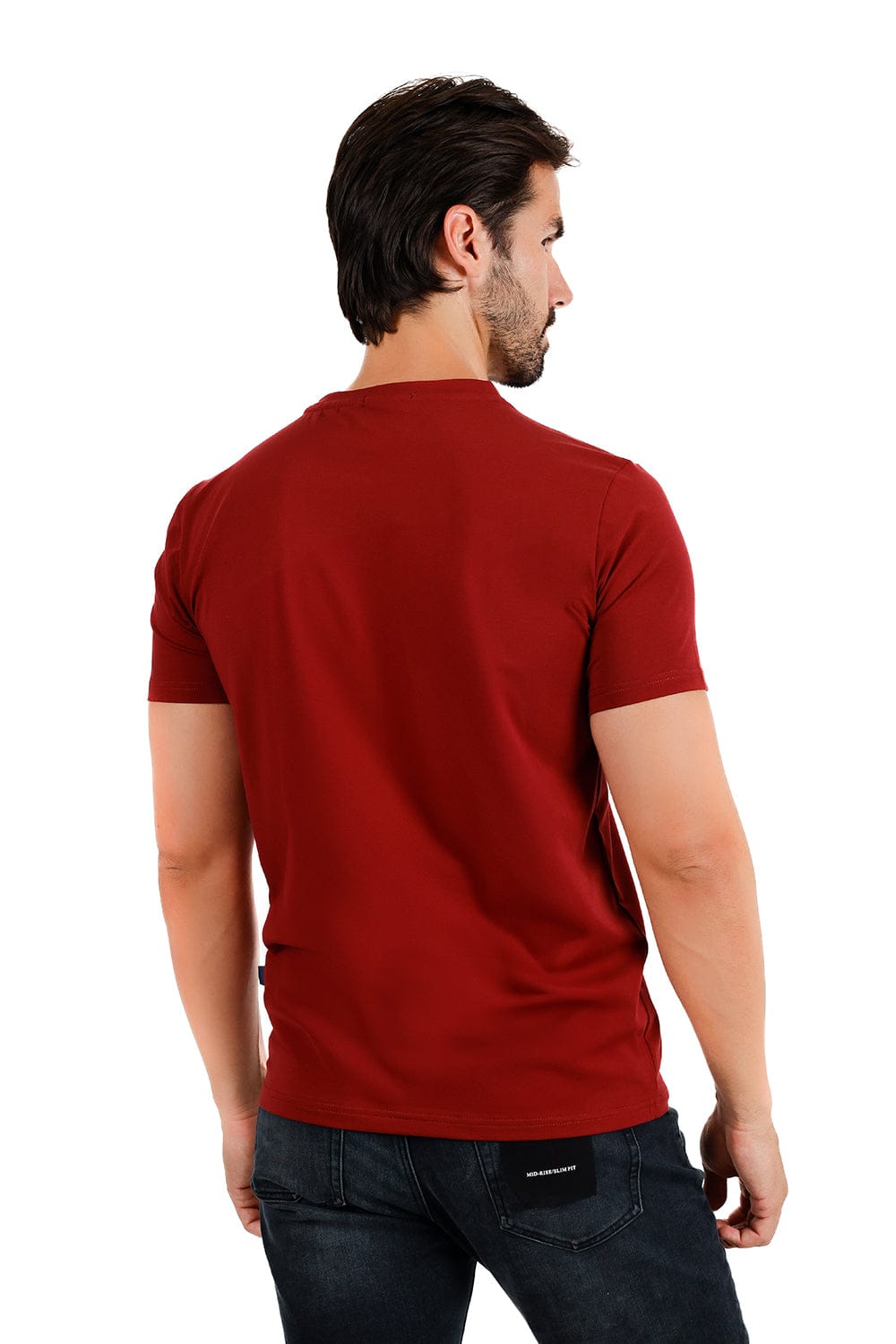 BARABAS Men's Basic Solid Color Premium Crew-Neck T-shirts ST933 #Color_Wine