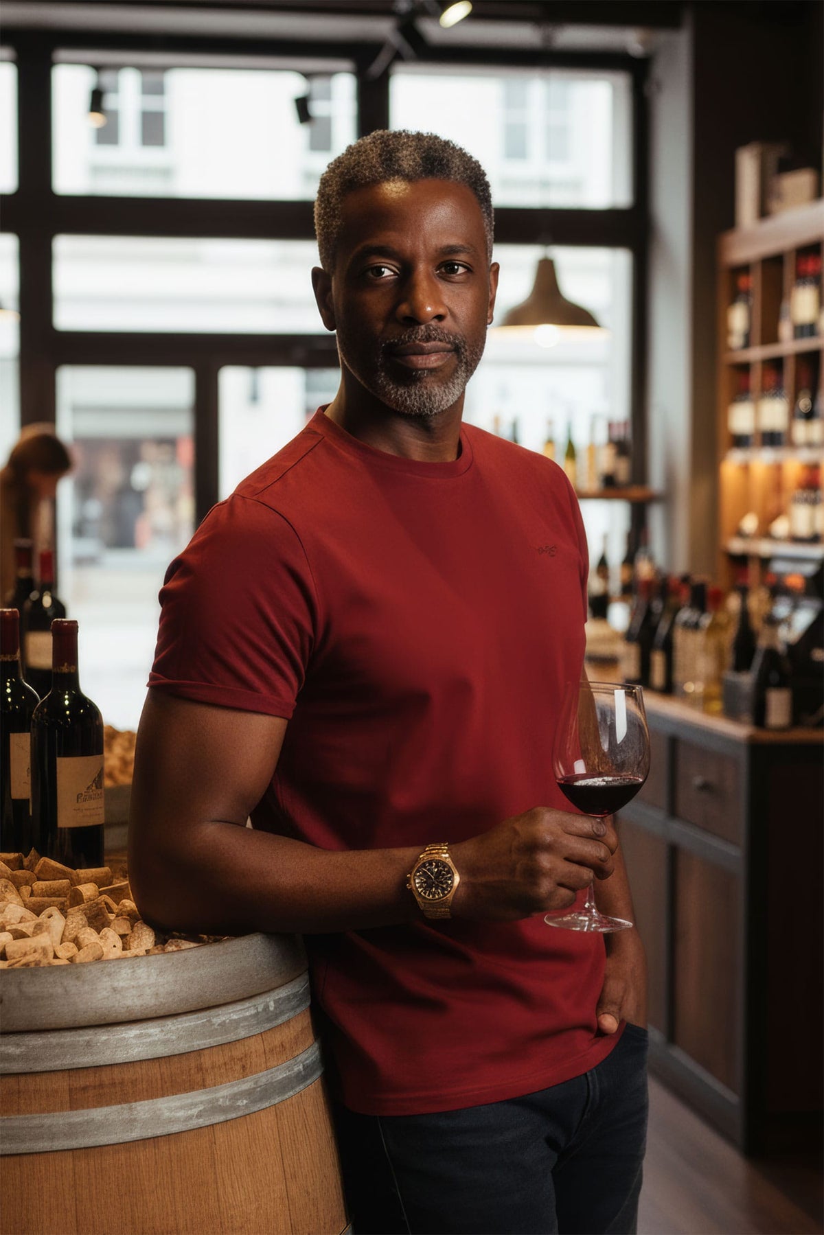 BARABAS Men's Basic Solid Color Crew-neck T-shirts ST933 #Color_Wine