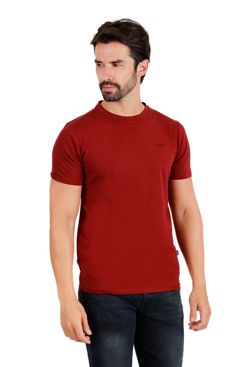 BARABAS Men's Basic Solid Color Premium Crew-Neck T-shirts ST933 #Color_Wine