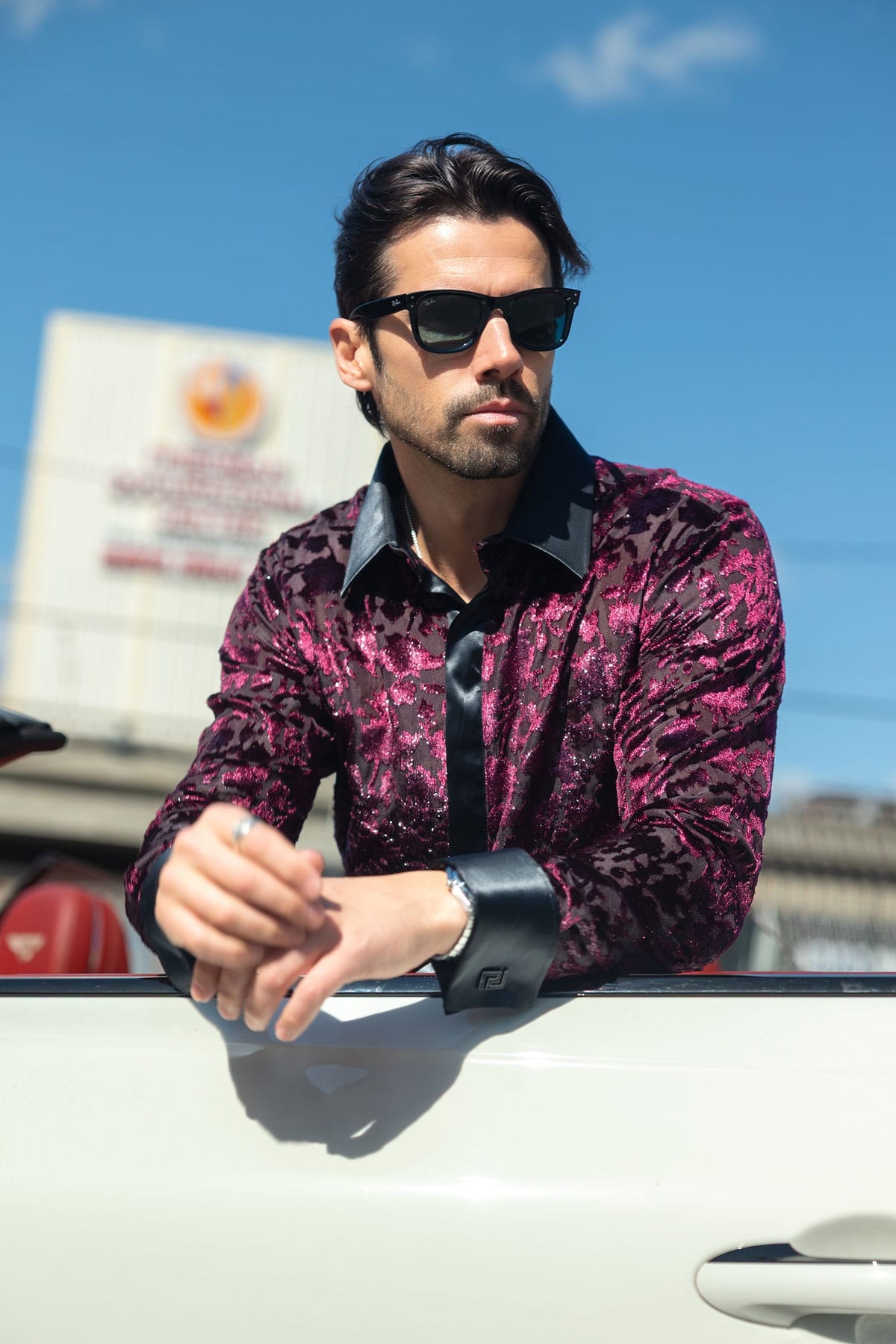 Barabas Men's Luxury French Cuff Long Sleeve Button Down Shirt FCS1003 Burgundy Black