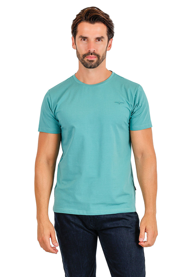 BARABAS Men's Solid Color V-neck T-shirts VTV216 Cayenne
