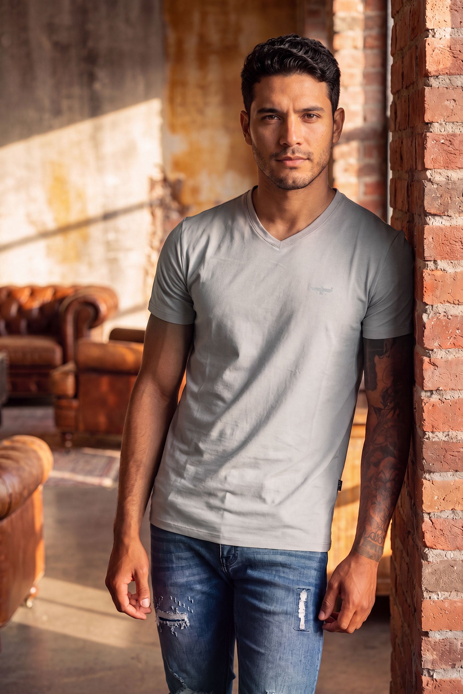 BARABAS Men's Solid Color V-neck T-shirts VTV216 Ultimate