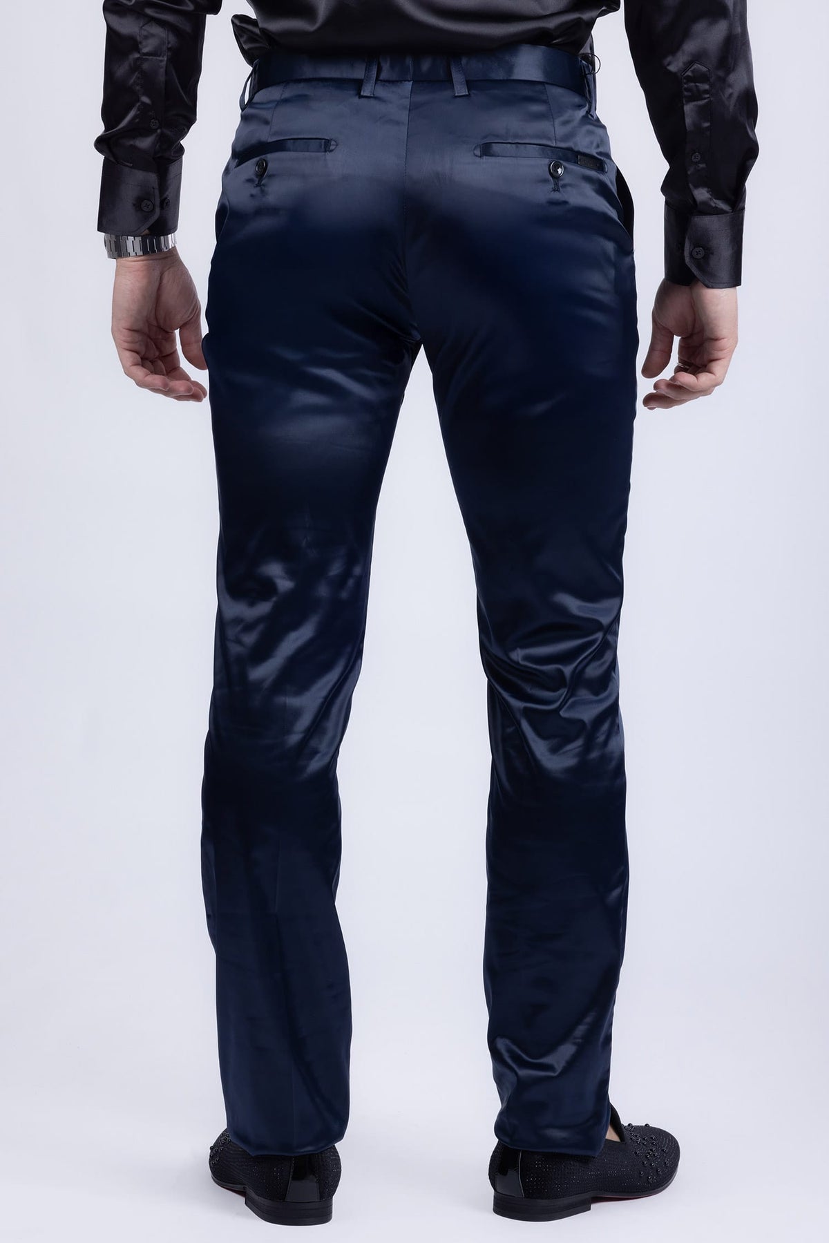 BARABAS Men shinny dress Pants Black Navy White VP1020 Navy