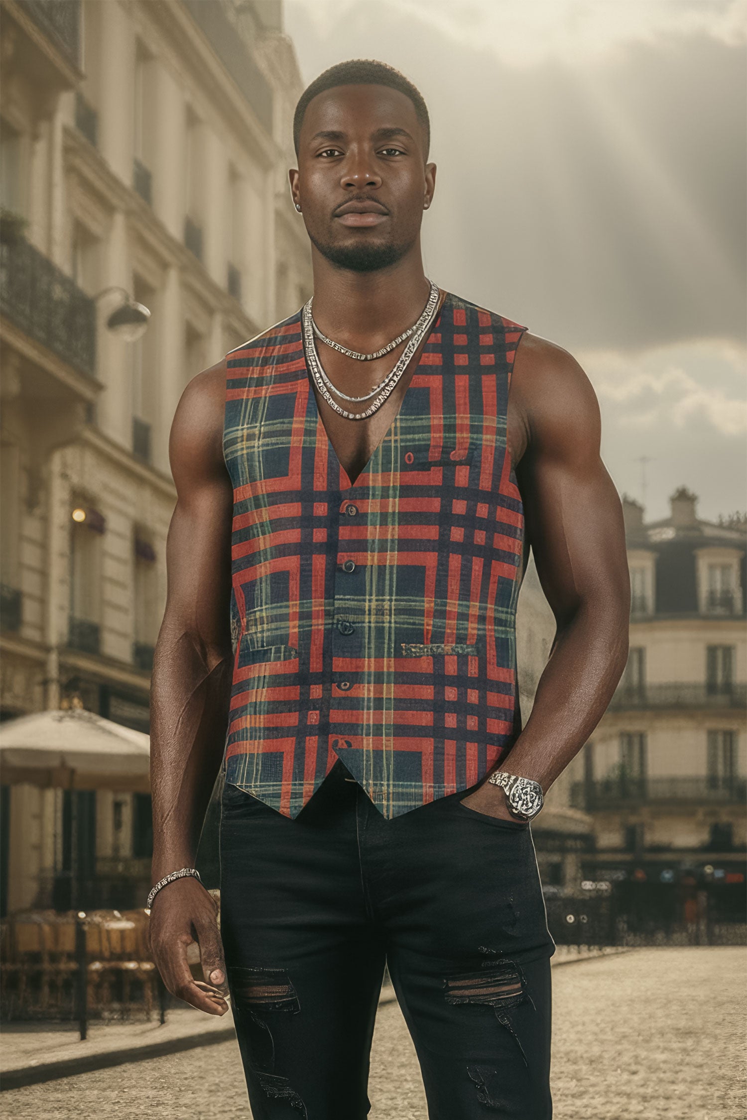Barabas Men's Luxury Plaid Checkered Dress Slim Fit Vests VP201