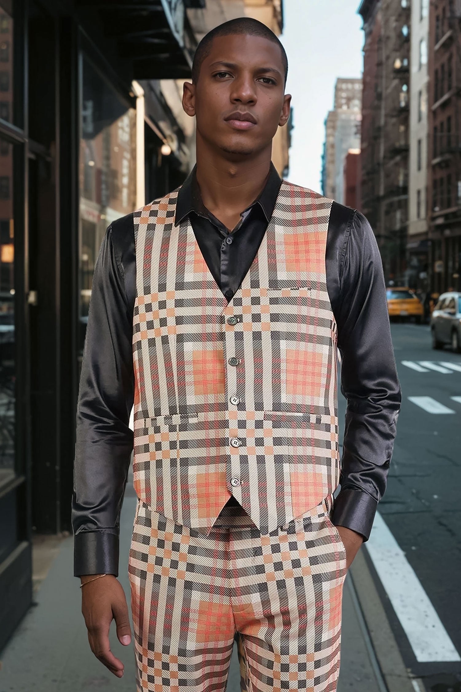 Barabas Men's Luxury Plaid Checkered Dress Slim Fit Vests VP201