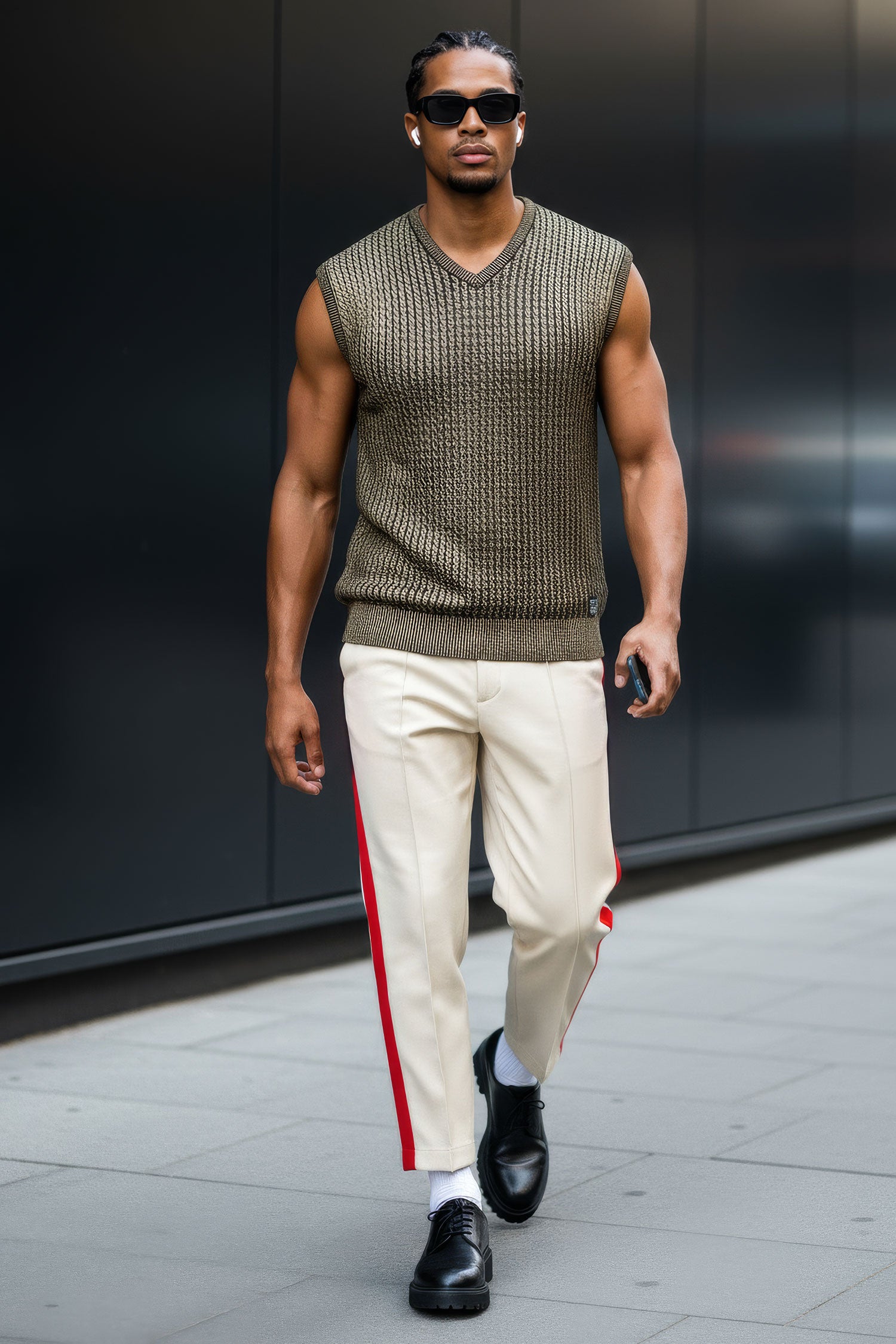 Barabas Men's Shiny Sleeveless Fisherman Knitted Sweater Vest WV201 Gold