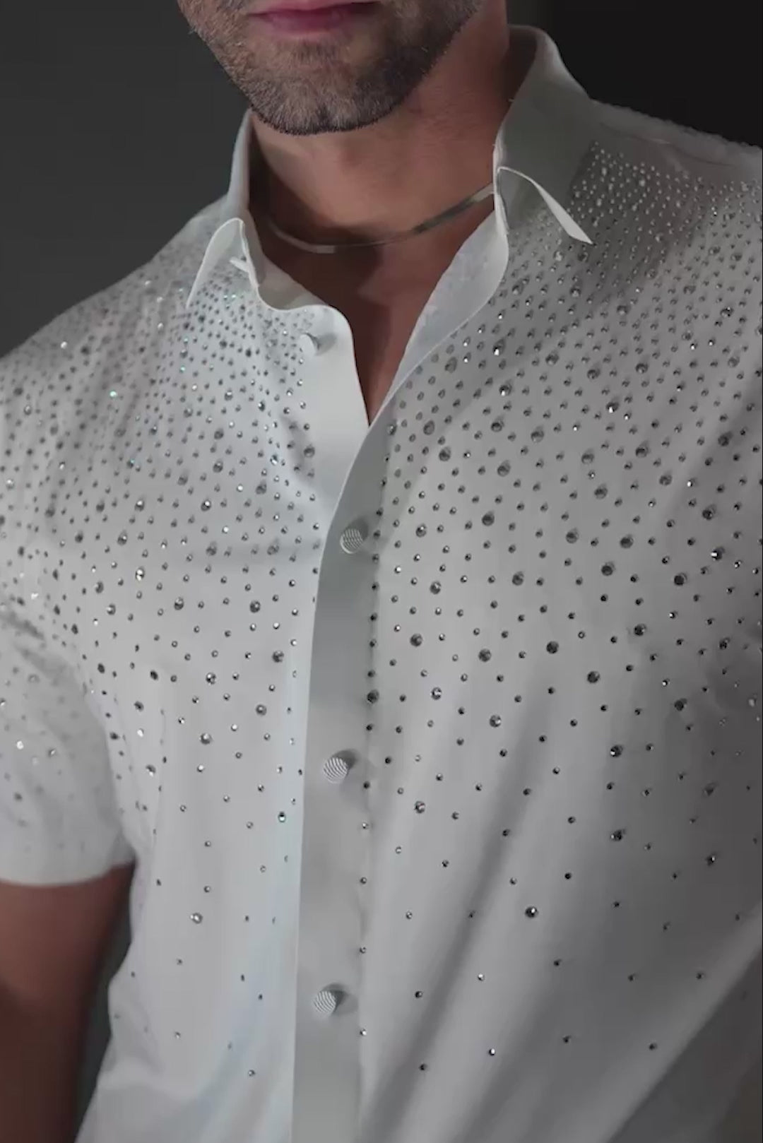 BARABAS Men's Rhinestones Button Down Short Sleeve Shirts 4SST06