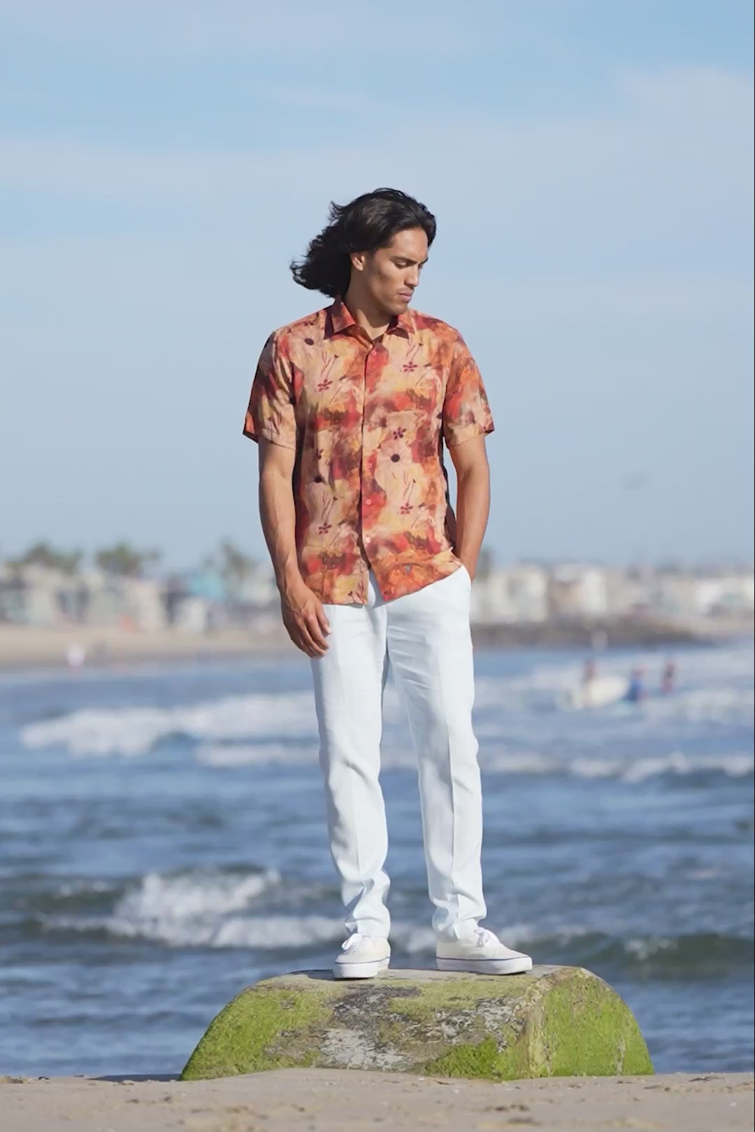 BARABAS Men's Colorful Floral Button Down Short Sleeve Shirts 4sst21 Rust