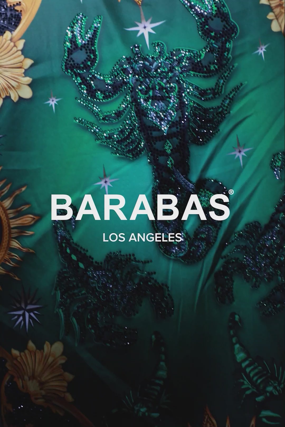 BARABAS Men's Rhinestone Scorpion Long Sleeve Shirts 3SPR432 Green