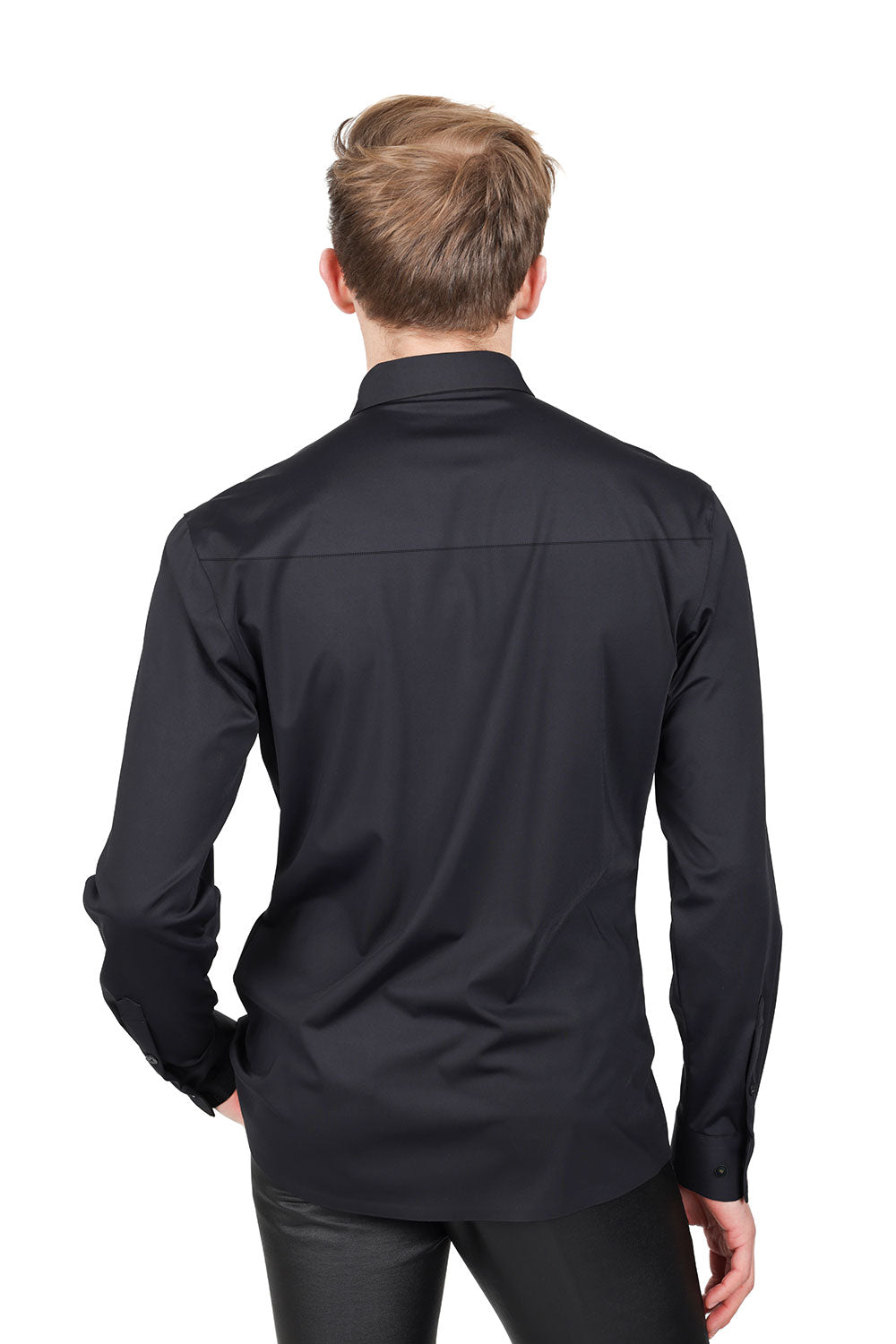 Barabas Men's Premium No Stitches Long Sleeves Shirts 2B400 Black