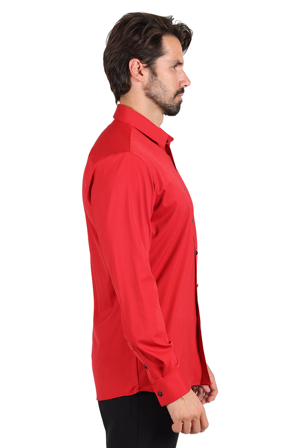 Barabas Men's Premium No Stitches Long Sleeves Shirts 2B400 Red