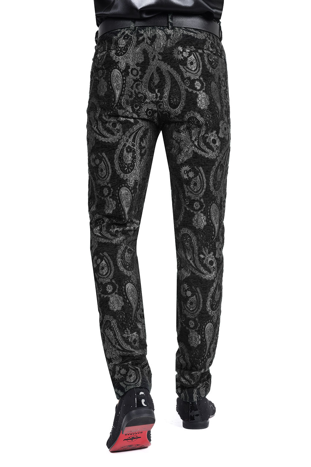 Barabas Men's Paisley Floral Print Design Luxury Pants 2CP3101 Black