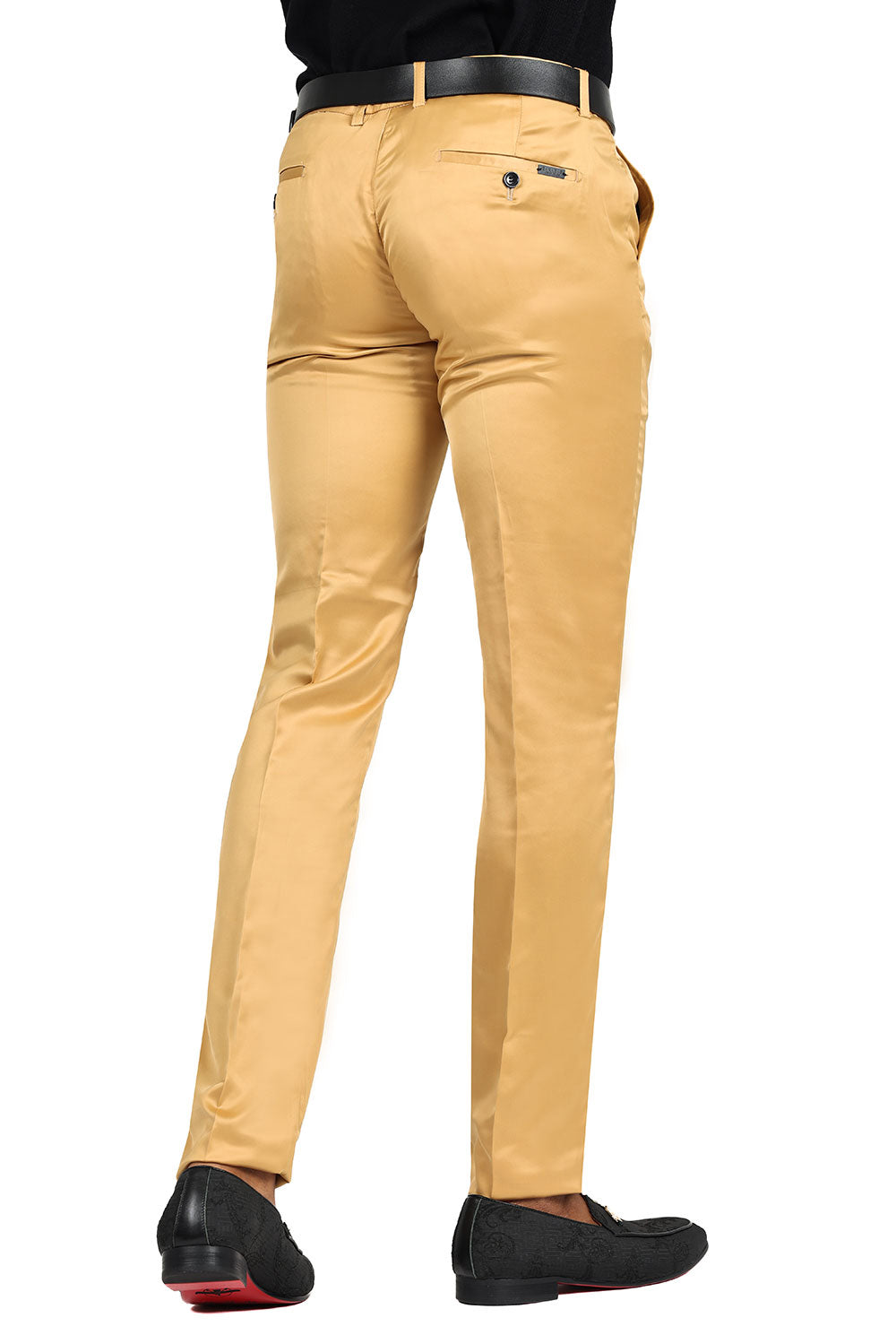 Barabas Men's Satin Solid Design Shiny Luxury Chino Pants 2CP3114 Mustard