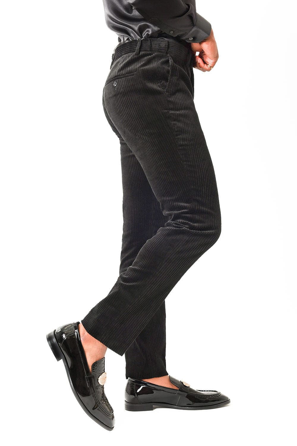 Barabas Men's Premium Corduroy Velvet solid color chino pants 2CPV1 Black