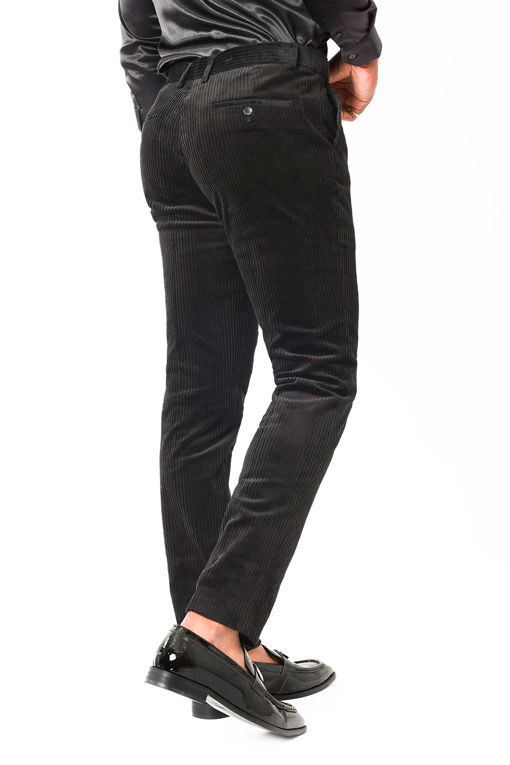 Barabas Men's Premium Corduroy Velvet solid color chino pants 2CPV1 Black