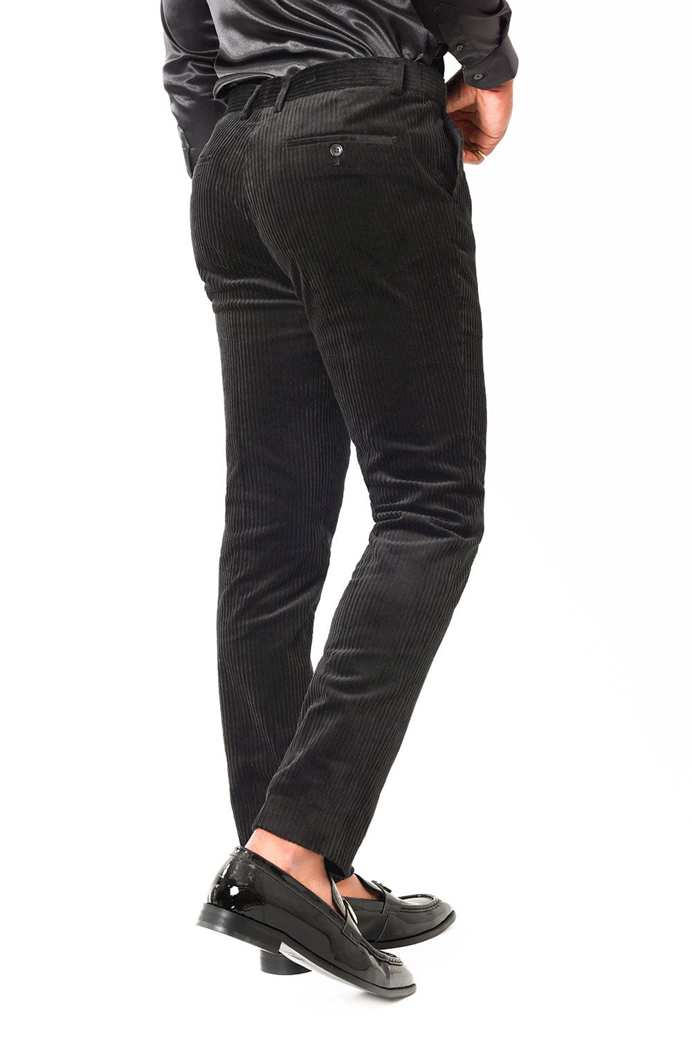Barabas Men's Premium Corduroy Velvet solid color chino pants 2CPV1 Black