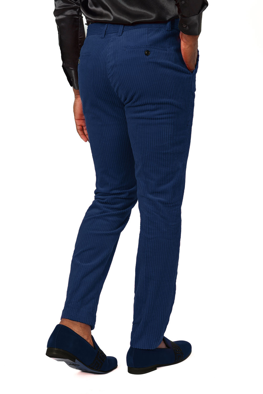 Barabas Men's Premium Corduroy Velvet solid color chino pants 2CPV1 Navy