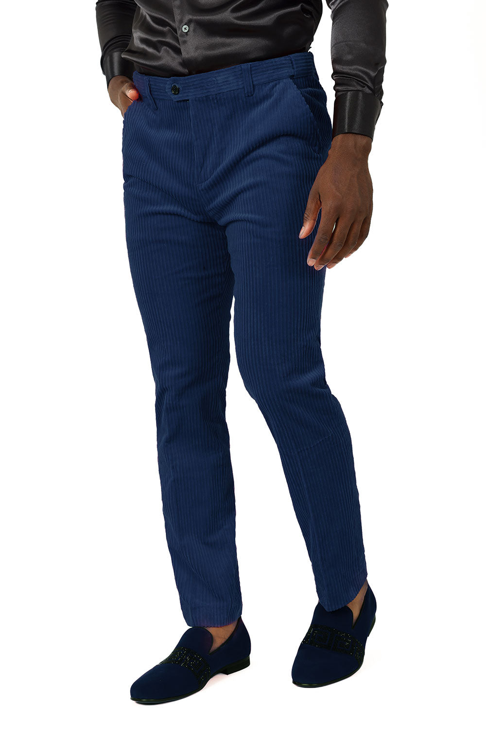 Barabas Men's Premium Corduroy Velvet solid color chino pants 2CPV1 Navy