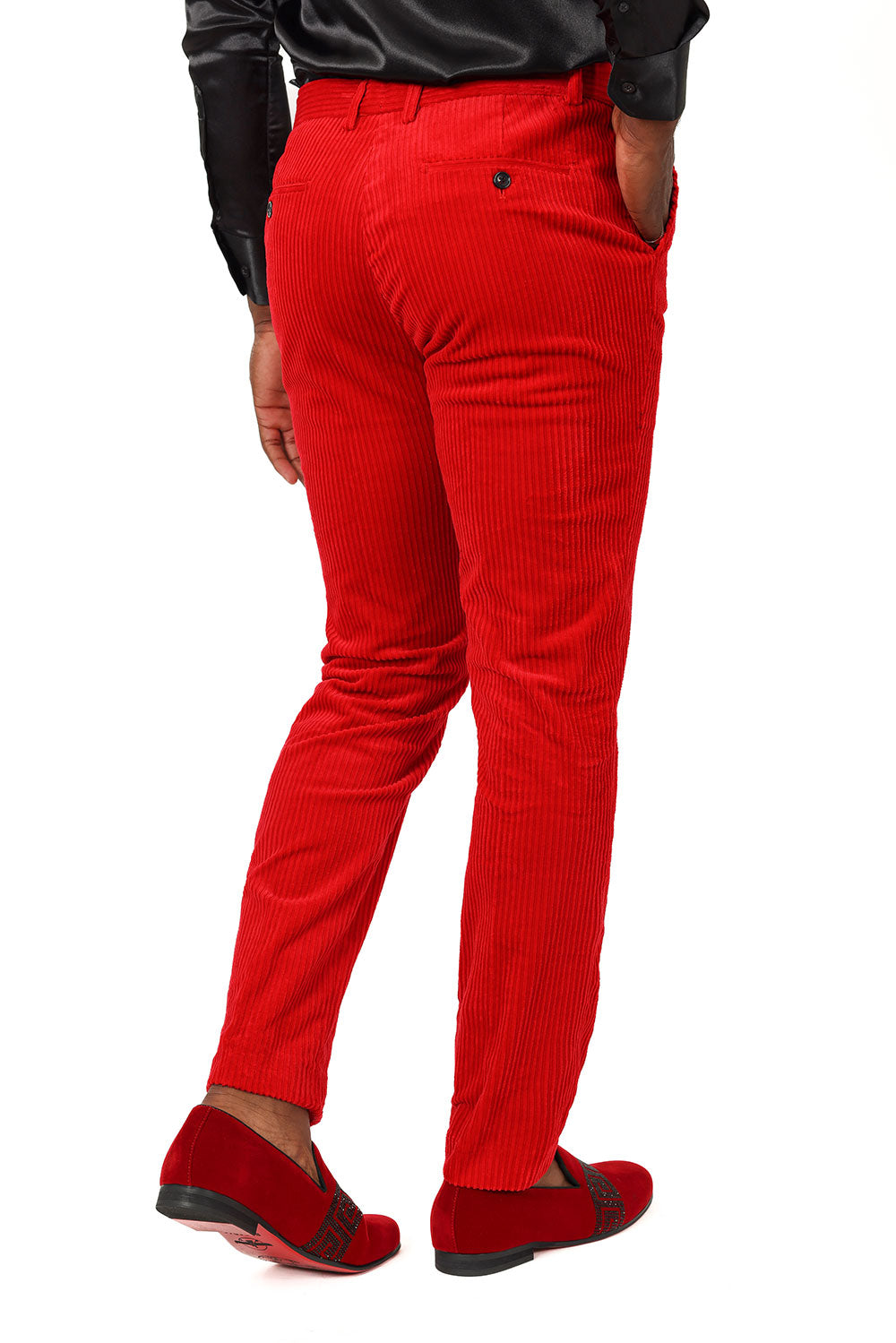 Barabas Men's Premium Corduroy Velvet solid color chino pants 2CPV1 Red