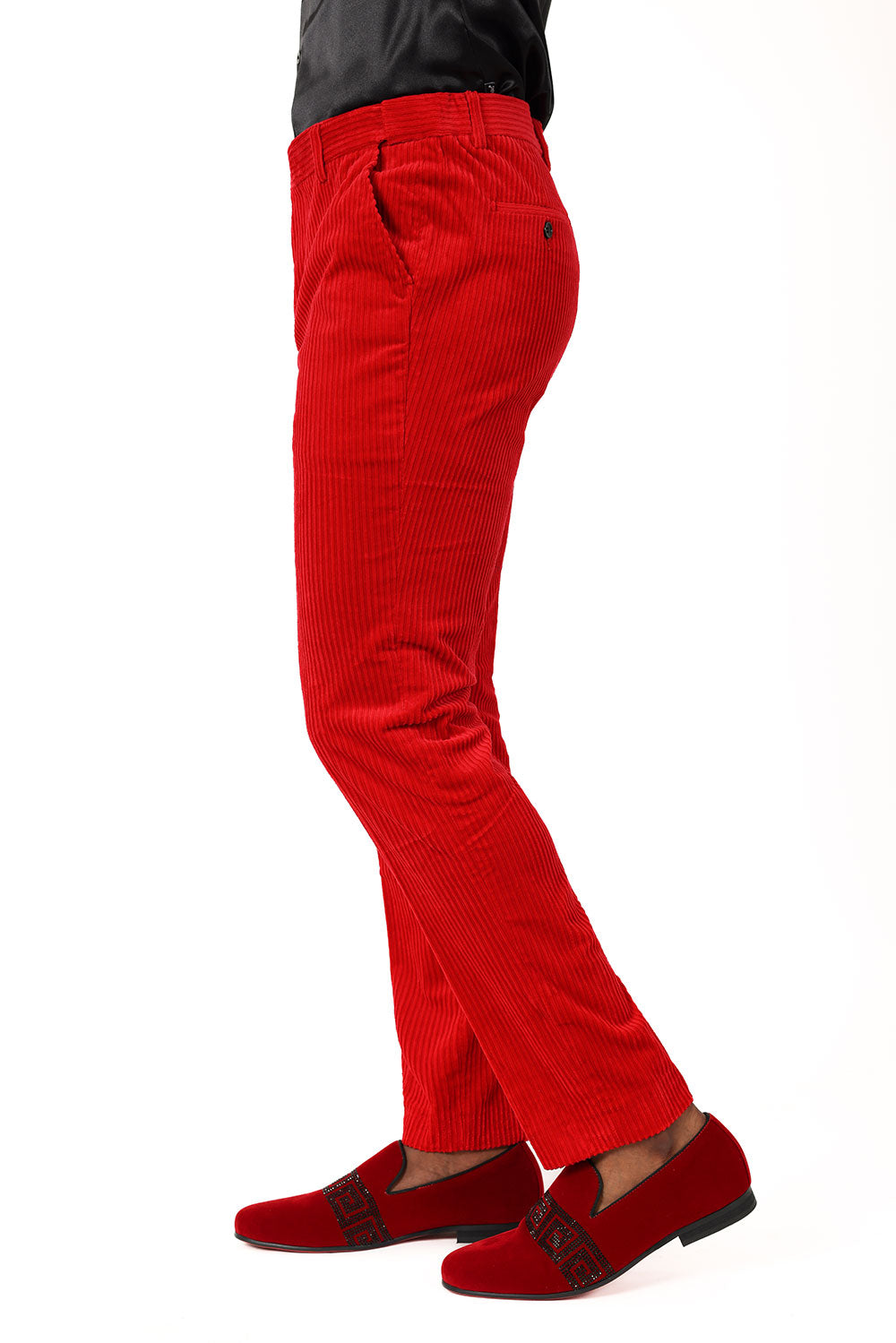 Barabas Men's Premium Corduroy Velvet solid color chino pants 2CPV1 Red
