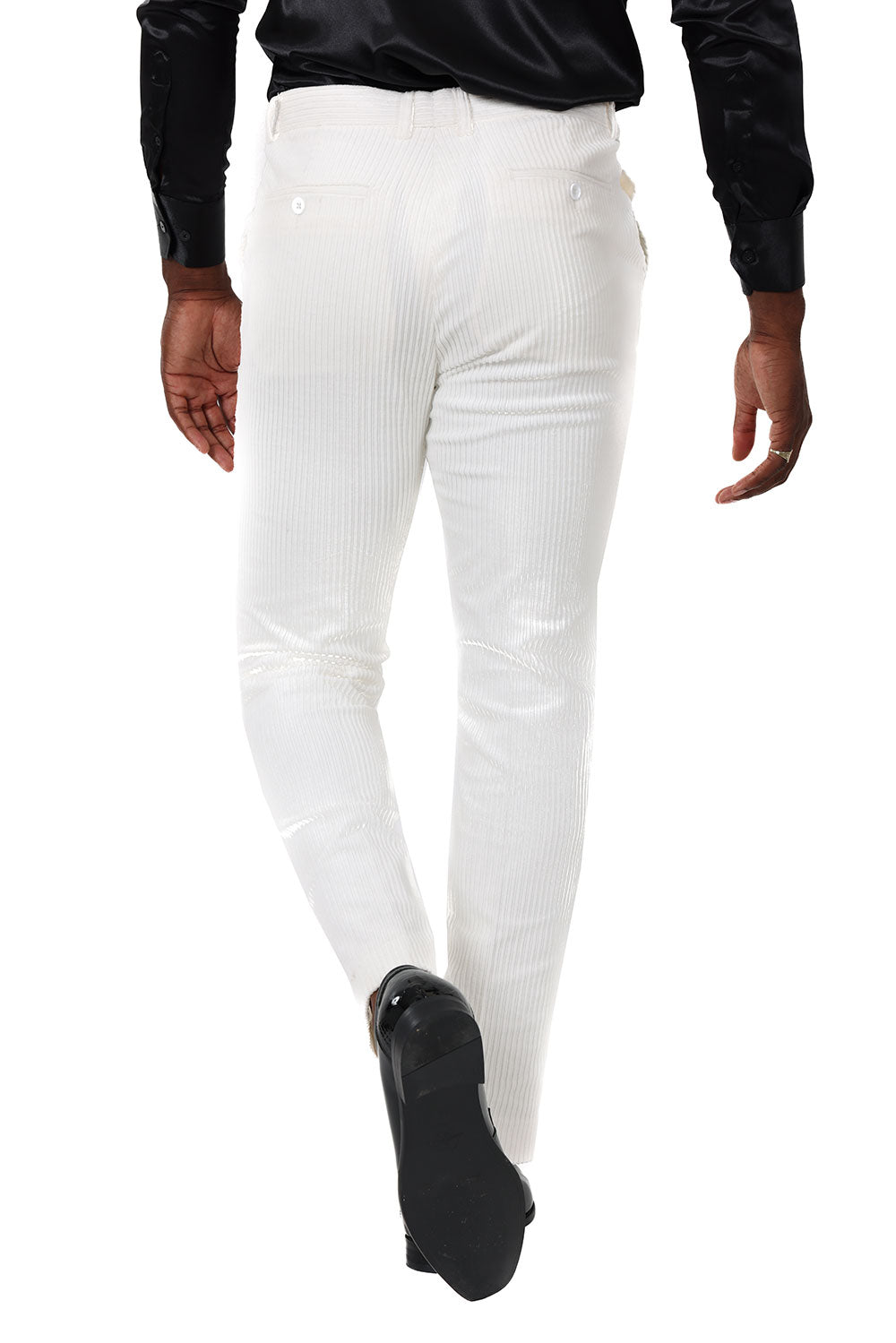 Barabas Men's Premium Corduroy Velvet solid color chino pants 2CPV1 White