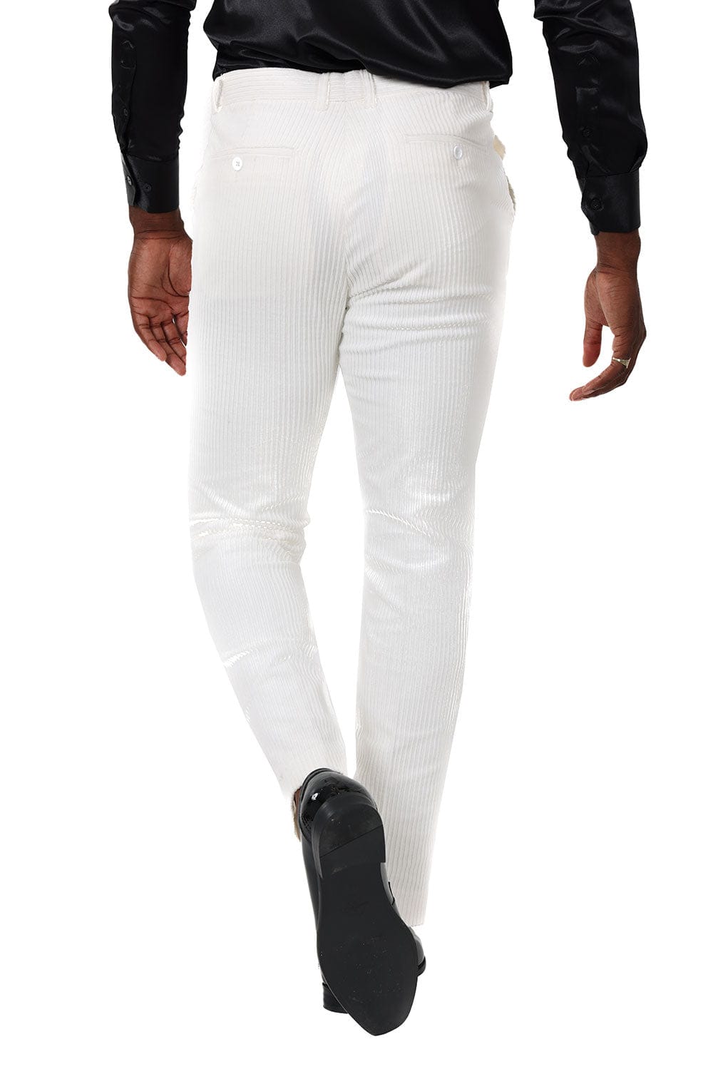 Barabas Men's Premium Corduroy Velvet solid color chino pants 2CPV1 White