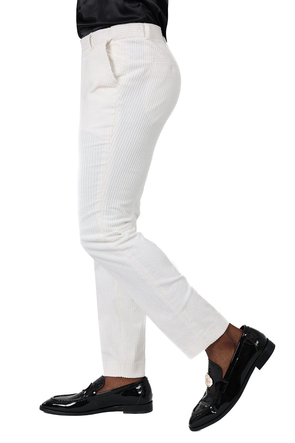 Barabas Men's Premium Corduroy Velvet solid color chino pants 2CPV1 White