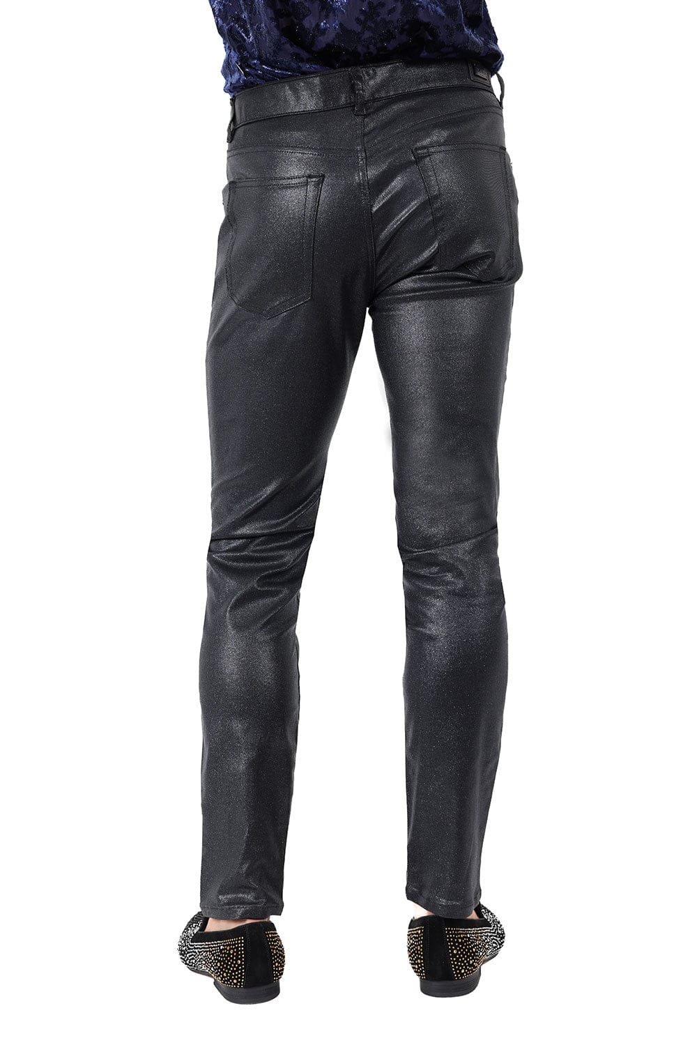 Barabas Men's Glossy Shiny Design Sparkly Luxury Dress Pants 2CPW27 Glitter Black
