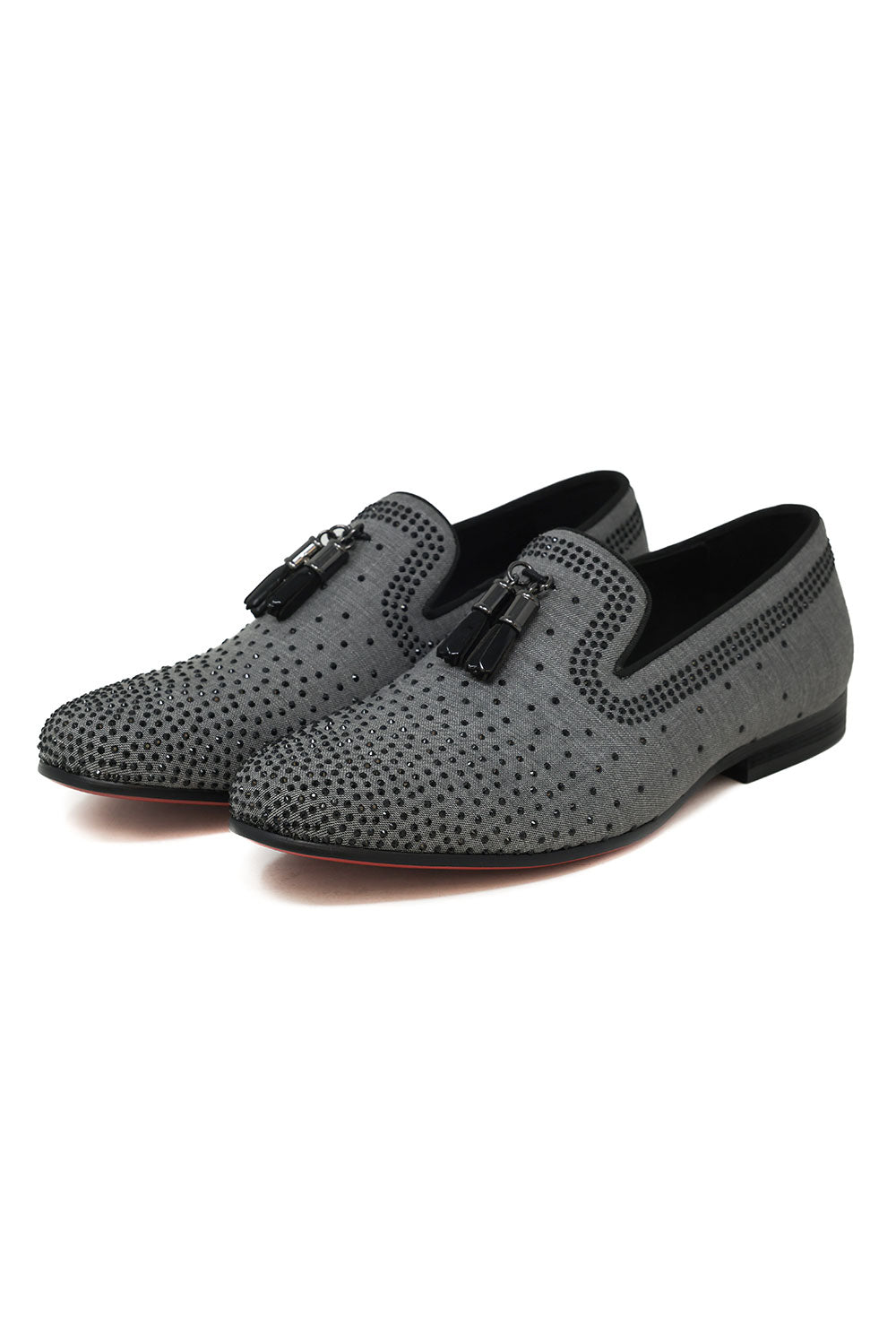Barabas Men's Rhinestone Slip On Luxury Dress Shoes 2ESH3 Grey