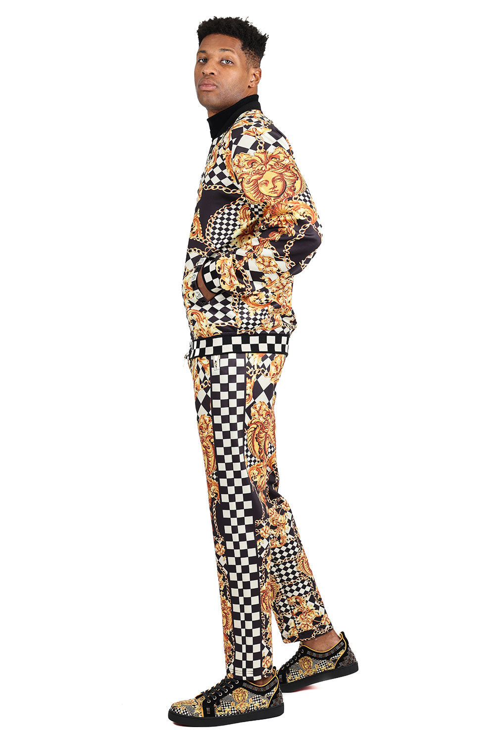 Barabas Men's Greek Medusa Rhinestone Baroque Loungewear 2JJ910