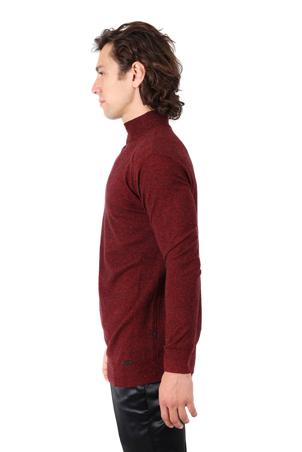 Men's Turtleneck Ribbed Solid Color Mock Turtleneck Sweater 2LS2103 Rust