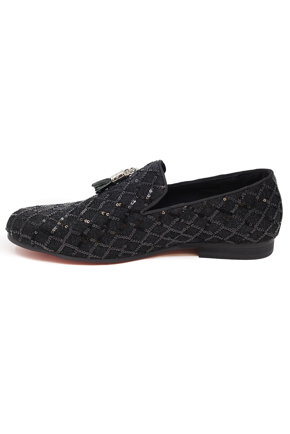Barabas Men's Sequin Design Tassel Slip On Loafer Shoes 2SH3099